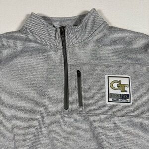 Champion GEORGIA TECH Gray 1/4 Zip pullover Sweater Men's LARGE